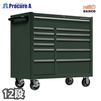 ポーチ付 バーコ キャビネット 複合2列12段引き出し ロールキャブ マイカグリーン ラバートップ 1475KXL12PAW 1台 高985×幅1016×奥行501mm ■▼347-2009