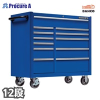 ポーチ付 バーコ キャビネット 複合2列12段引き出し ロールキャブ ブルー ラバートップ 1475KXL12PCM 青 1台 高さ985×幅1016×奥行501mm ■▼370-1448