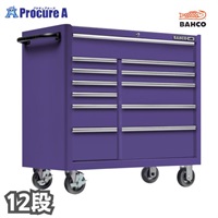 ポーチ付 バーコ キャビネット 複合2列12段引き出し ロールキャブ パープル ラバートップ 1475KXL12PEV 紫 1台 高さ985×幅1016×奥行501mm ■▼252-6828