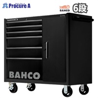 ポーチ付 バーコ キャビネット付き 6段引き出し ロールキャブ ブラック ラバートップ  K1475KXL6CBK 黒 1台 高さ986×幅1100×奥行501mm ■▼253-4451