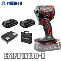 EXENA 充電インパクトドライバー EZ1PD1N18D-R 18V 3.0Ah 電池2個セット 赤 パナソニック（株）
