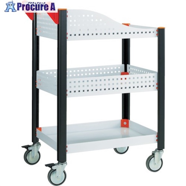 TRUSCO カスタムワゴン ホワイト633X470 浅棚1枚・深型パンチ棚板付 TAC-648W  1台  トラスコ中山(株) ◇