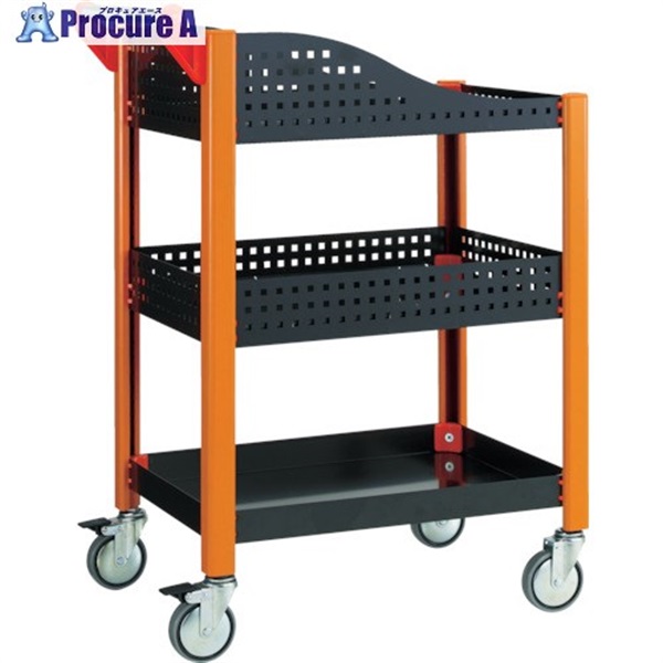 TRUSCO カスタムワゴン 浅棚1段・深型パンチ棚1段付 TAC-648BK  1台  トラスコ中山(株) ◇