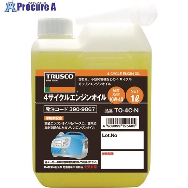 TRUSCO 4サイクルエンジンオイル1L TO-4C-N  1本  トラスコ中山(株) ▼390-9867