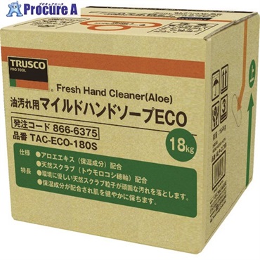 TRUSCO マイルドハンドソープ ECO 18L 詰替 バッグインボックス TAC-ECO-180S  1個  トラスコ中山(株) ▼866-6375