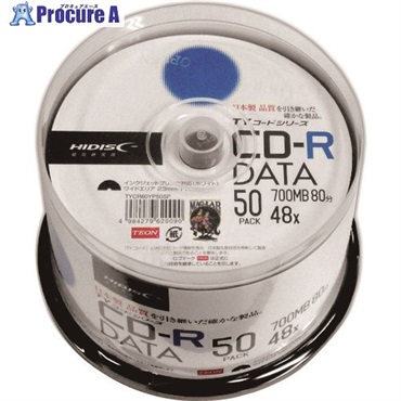 ハイディスク CD-R 50枚スピンドルケース入り TYCR80YP50SP  1パック  (株)磁気研究所 ▼208-0145