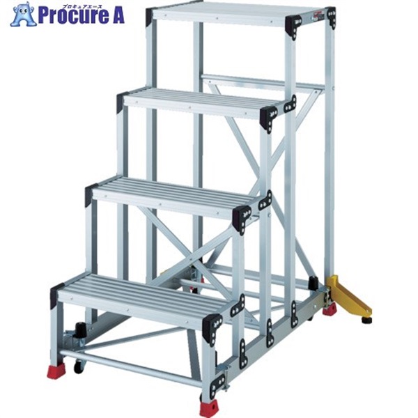 TRUSCO TSF型踏台 H1200 アウトリガー MGキャスター付 TSF-4612-OC  1台  トラスコ中山(株) ◇