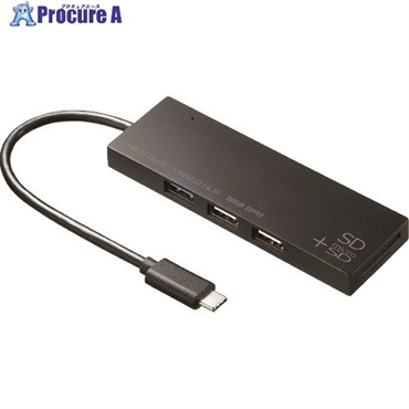 SANWA USB Type Cコンボハブ カードリーダー付き USB-3TCHC16BK  1個  サンワサプライ(株) ▼203-2484