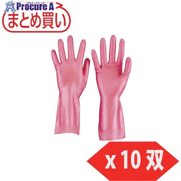 TRUSCO まとめ買い 天然ゴム手袋 薄手タイプ ピンク Mサイズ 10双 DPM-5496-P-M-10P  1袋  トラスコ中山(株) ▼450-6749