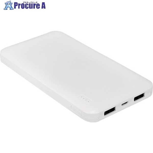 オウルテック モバイルバッテリー 薄型10000mAh ホワイト OWL-LPB10005-WH  1個  (株)オウルテック ▼261-5187