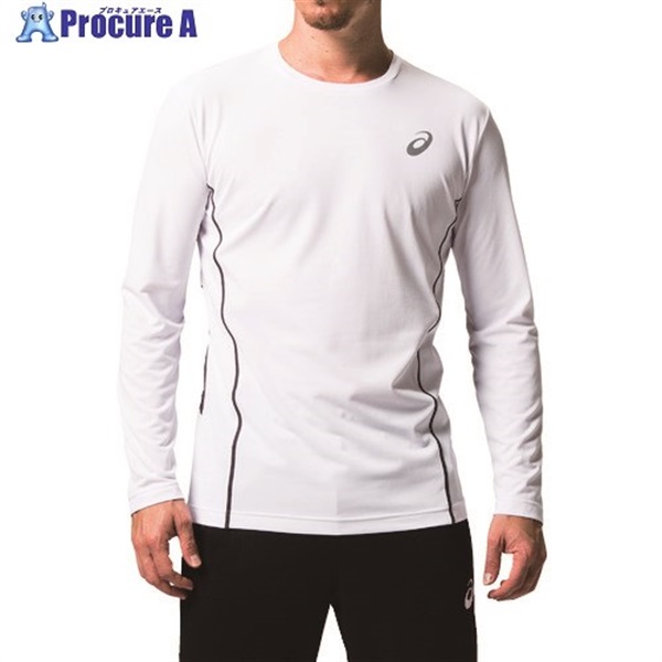 ASICS 【売切廃番】長袖シャツ ウィンジョブ[[R上]] ロングスリーブクールトップ ブリリアントホワイト×ダークグレー S 2271A008.100-S  1着  ▼148-7872