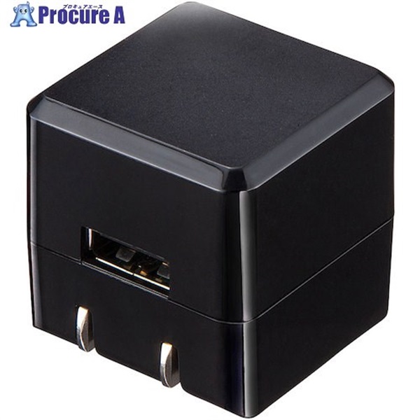 SANWA キューブ型USB充電器(1A・高耐久タイプ・ブラック) ACA-IP70BK  1台  サンワサプライ(株) ▼246-3697