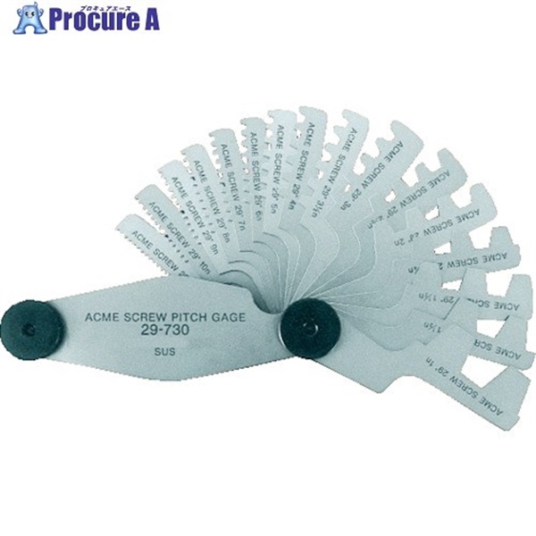 TRUSCO アクメスクリューピッチゲージ 測定範囲2-20mm 12枚組 30-720 (12マイセット)  1個  トラスコ中山(株)