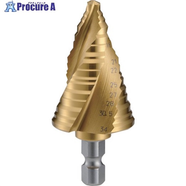 TRUSCO ステップドリル 3枚刃チタンコーティング 6〜34mm 段数11 3S-NMS-34G  1本  トラスコ中山(株)