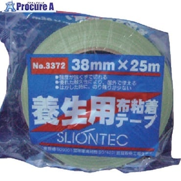 SLIONTEC 養生用布粘着テープ38mm ライトグリーン 337200-LG-00-38X25  1巻  マクセル(株)機能性部材料事業本部 ▼375-3221