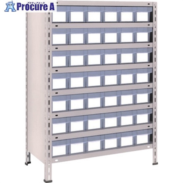 TRUSCO スチールラック 軽量棚 875X450X1200 樹脂引出透明 小X42 ネオグレー 43X-808C7 NG(ネオグレー)  1台  トラスコ中山(株) ◇