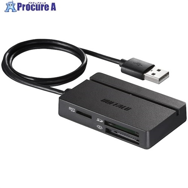 バッファロー USB2.0 マルチカードリーダー/ライター スタンダードモデル BSCR100U2BK  1台  (株)バッファロー ▼410-6473