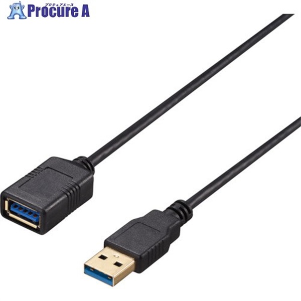 BAFFALO USB3.2 Gen1 ケーブル 延長用 A-A スリム 1m ブラック BU3AAS10BK  1個  (株)バッファロー ▼453-9622