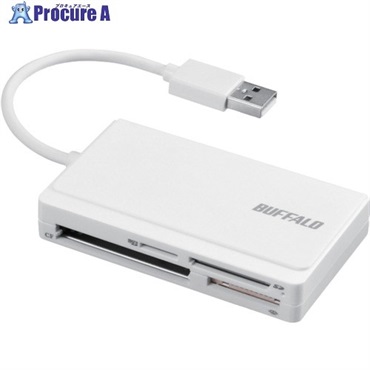 バッファロー USB2.0 マルチカードリーダー ケーブル収納モデル ホワイト BSCR300U2WH  1個  (株)バッファロー ▼459-4836