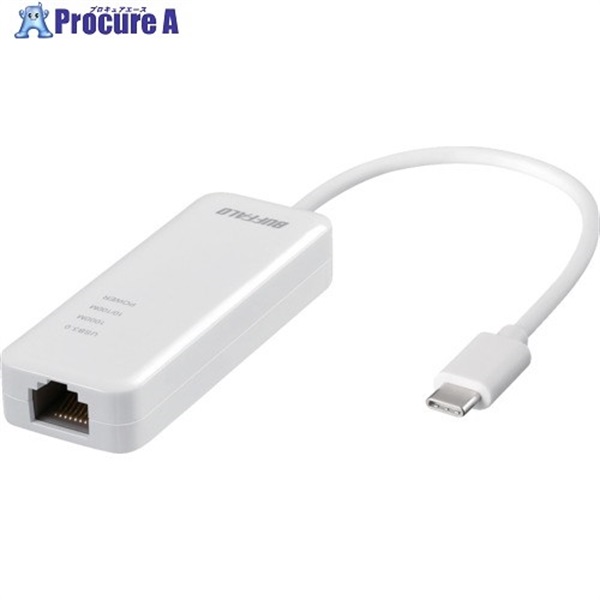 バッファロー Giga対応 Type-C USB3.2(Gen1)用LANアダプター ホワイト LUA5-U3-CGTE-WH  1個  (株)バッファロー ▼650-6735