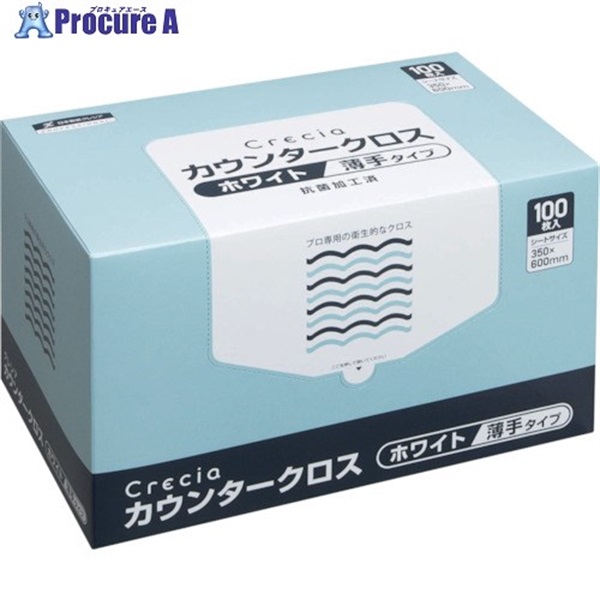 クレシア カウンタークロス 薄手タイプ ホワイト 65402  1ケース  日本製紙クレシア(株) ▼470-5173