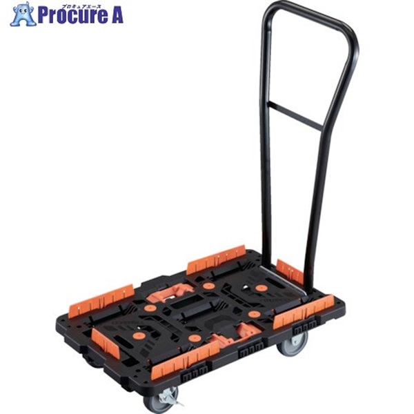TRUSCO 連結式樹脂製平台車 700X450 自在3輪 内2輪ストッパー付 脱着式ハンドル付 柵 とめたろう付 BT700KJ3S2H-E100T  1台