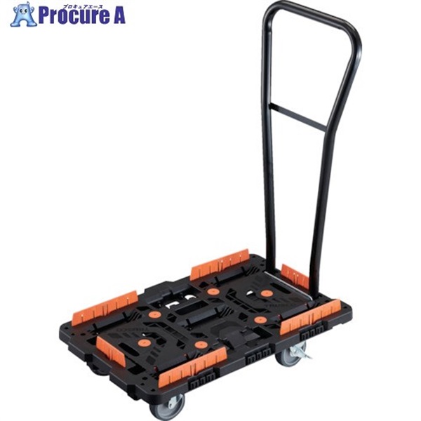 TRUSCO 連結式樹脂製平台車 ビートル 700X450 自在5輪 内2輪ストッパー付 脱着式ハンドル付 柵付 BT700KJ5S2H-E100  1台  トラスコ中山(株)
