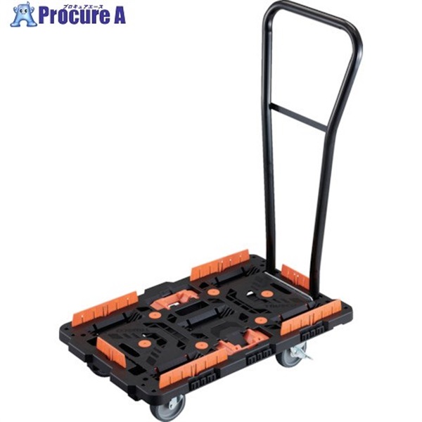 TRUSCO 連結式樹脂製平台車 700X450 自在5輪 内2輪ストッパー付 脱着式ハンドル付 柵 とめたろう付 BT700KJ5S2H-E100T  1台