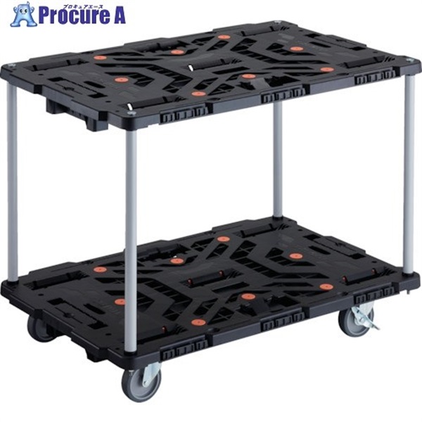 TRUSCO 連結式樹脂製2段台車 ビートル 900X600 自在5輪 内2輪ストッパー付 ハンドルなし BT920J5S2-E100  1台  トラスコ中山(株)