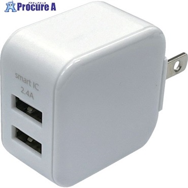 エアージェイ USB充電器 スリムキューブ充電器 AKJ-SCUBE2WH  1個  (株)エアージェイ ▼257-4552