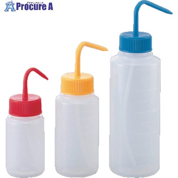AS 洗浄瓶カラフルバリエ広口 レッド 250ml 4-5668-01  1本 ▼108-1353
