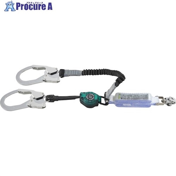 タイタン ハーネス用 ロック機構付き巻取＋伸縮式ダブルランヤード  HL-MRZW-1.3-130 130kg仕様 HL-MRZW-1.3-130  1本  サンコー(株) ▼442-4519