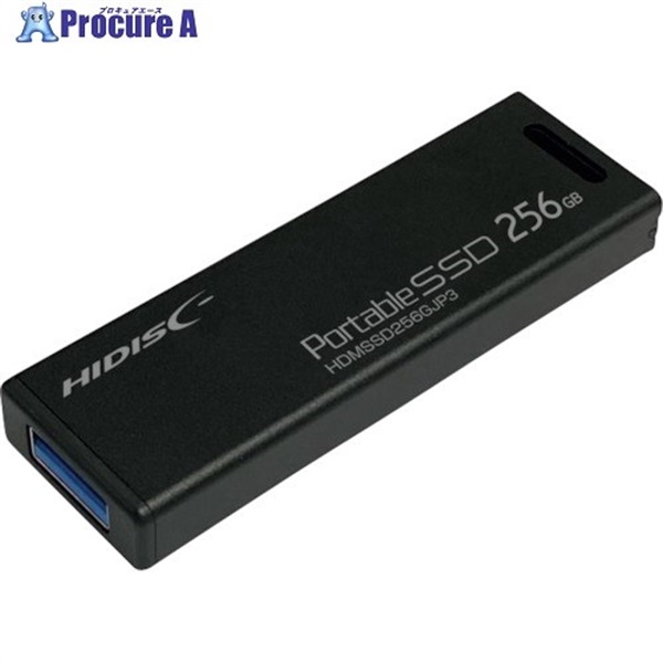ハイディスク MiniStickポータブルSSD 256GB USB3.2Gen2対応データ 録画用 HDMSSD256GJP3R  1個  (株)磁気研究所 ▼364-7417