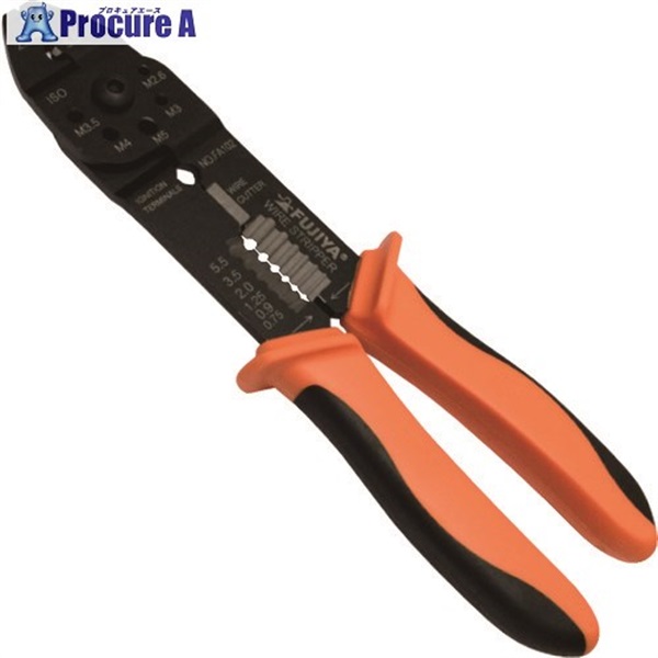 フジ矢 万能電工ペンチ 220mm 裸端子用 FA102  1丁 ▼447-9971