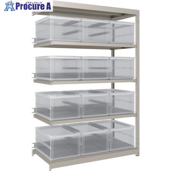 TRUSCO スチールラック M1.5型 オリコン保管 H1800XW1160XD595 TSK-О40B透明X12個付 連結 M1.5-6465-40LX12B  1台  ◇