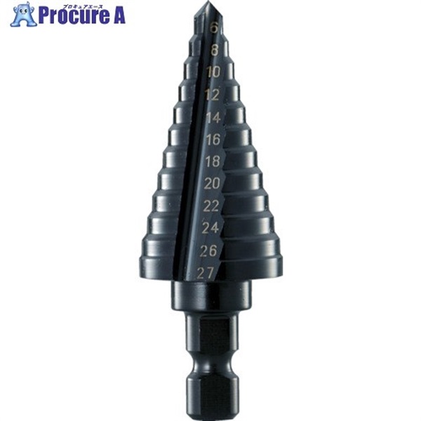 TRUSCO ステップドリル 2枚刃黒染め表面処理 6〜27mm 段数12 NMS-27  1本  トラスコ中山(株)