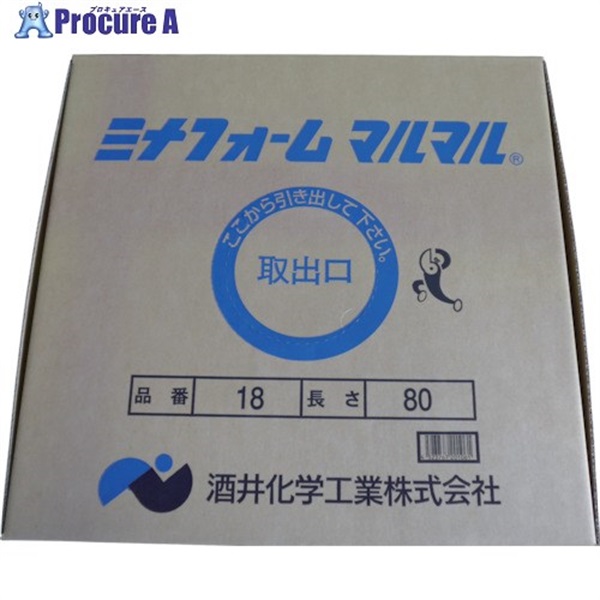 ミナ 弾性シーラントバックアップ材 ミナフォームマルマル #18 18mmφ×80m MM18  1箱  酒井化学工業(株) ▼828-9133