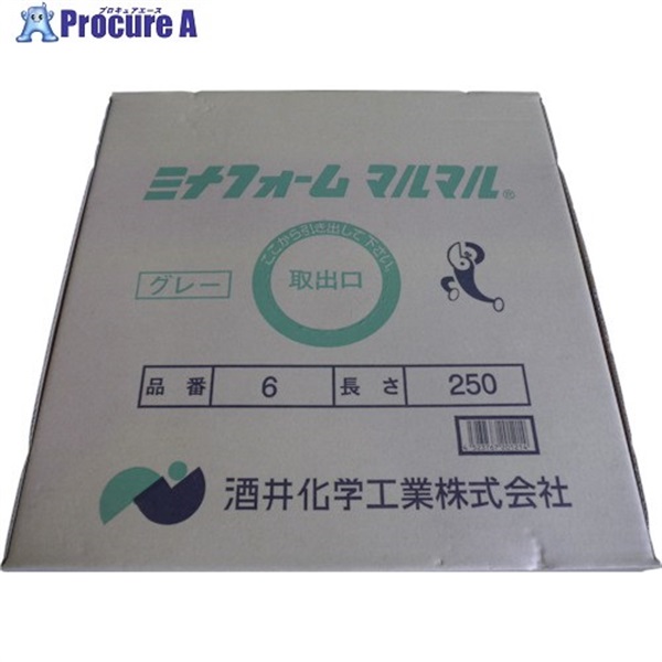 ミナ 弾性シーラントバックアップ材 ミナフォームマルマル #6 6mmφ×250m グレー MM-6G  1箱  酒井化学工業(株) ▼828-9140