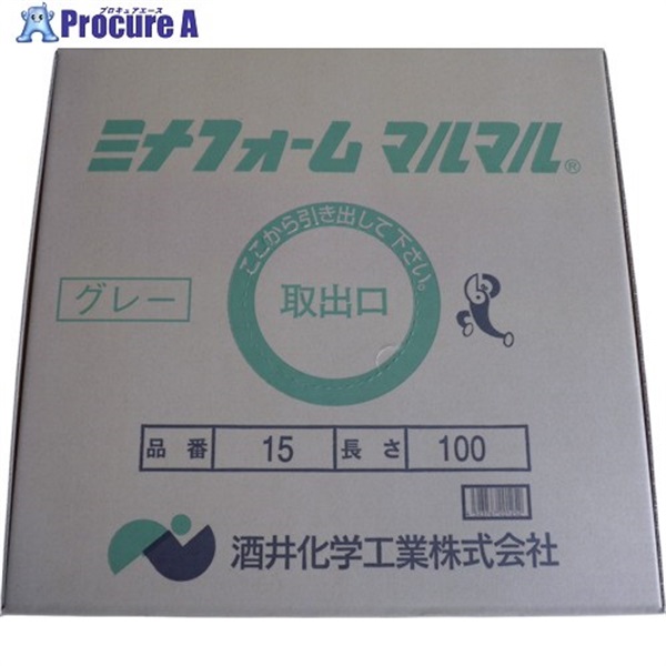 ミナ 弾性シーラントバックアップ材 ミナフォームマルマル #15 15mmφ×100m グレー MM-15G  1箱  酒井化学工業(株) ▼828-9144