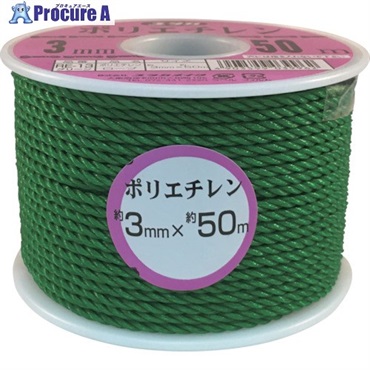 ユタカメイク ロープ PEカラーロープボビン巻 3mm×50m グリーン RE-13  1巻  (株)ユタカメイク ▼494-8912