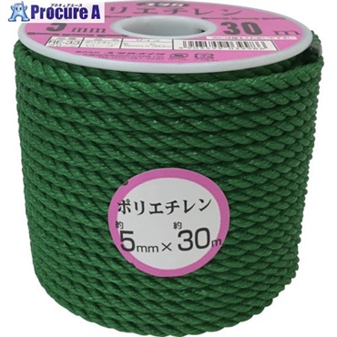 ユタカメイク ロープ PEカラーロープボビン巻 5mm×30m グリーン RE-33  1巻  (株)ユタカメイク ▼494-8939