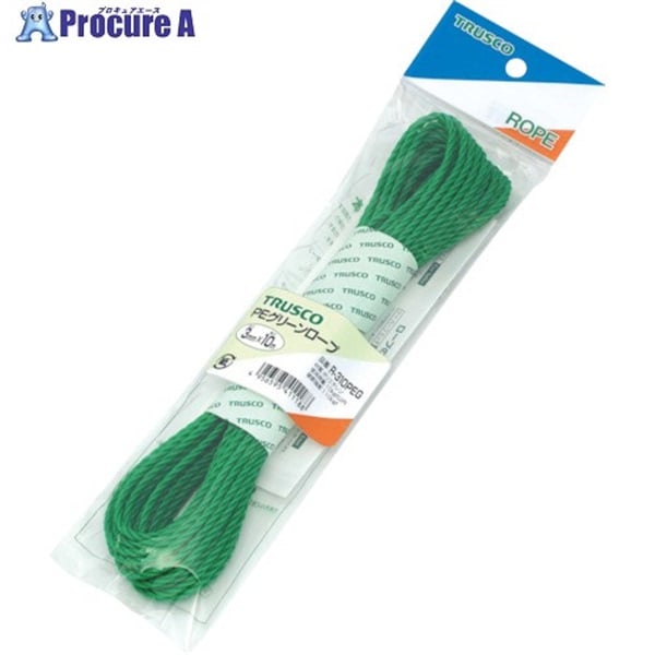 TRUSCO PEグリーンロープ 3つ打 線径3mmX長さ10m R-310PEG  1巻  トラスコ中山(株) ▼511-2974