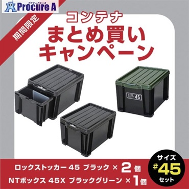 JEJアステージ 【3月1日～3月31日まで】ロックストッカー 2個＋NTボックス45X 1個 まとめ買い10％OFF LOCK-45BK2P-PLUS-NT45X  1S ▼682-8747