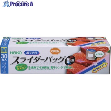HEIKO フリーザーバッグ スライダー式 底マチ付 M 30枚入り 004749002  1箱 ▼339-4844