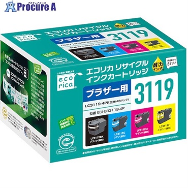 ecorica LC3119-4PK 互換リサイクルインクカートリッジ ECI-BR3119-4P  1箱  (株)エコリカ ▼574-7062