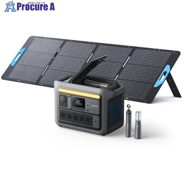 Anker ポータブル電源＋ソーラーパネル Solix C800Plus ダークグレー with Solix PS200 バンドルセット PS2-A17545Z1  1S  ▼697-8591