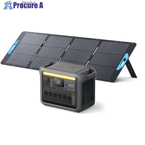 Anker ポータブル電源＋ソーラーパネル Solix C1000 ダークグレー with Solix PS200 バンドルセット PS2-A17615Z1  1S  ▼697-8593