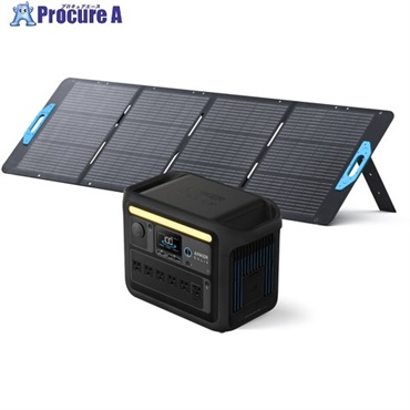 Anker ポータブル電源＋ソーラーパネル Solix C1000 ブラック with Solix PS200 バンドルセット PS2-A1761511  1S  ▼697-8601
