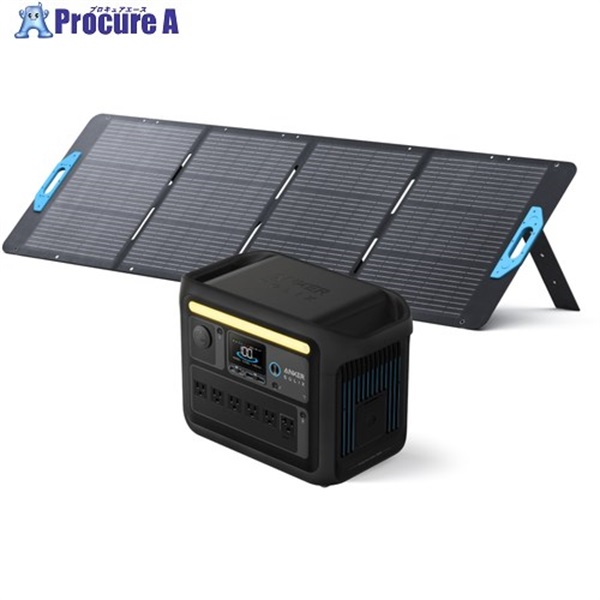 Anker ポータブル電源＋ソーラーパネル Solix C1000 ブラック with Solix PS200 バンドルセット PS2-A1761511  1S  ▼697-8601
