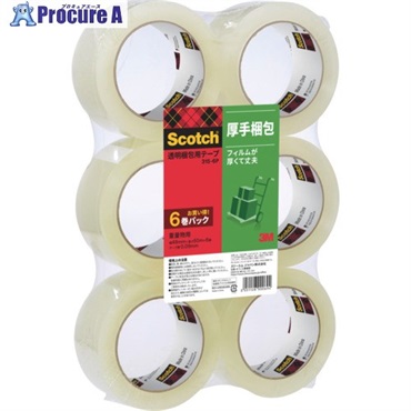 3M 透明梱包用テープ 48mmX50m 6巻パック 重量物用 315-6P  1パック ▼664-4770